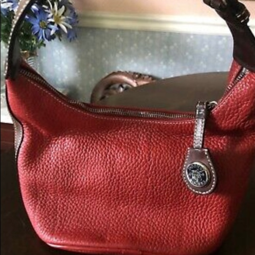 Small Red Pebbled Leather Dooney & Bourke Shoulder Bag